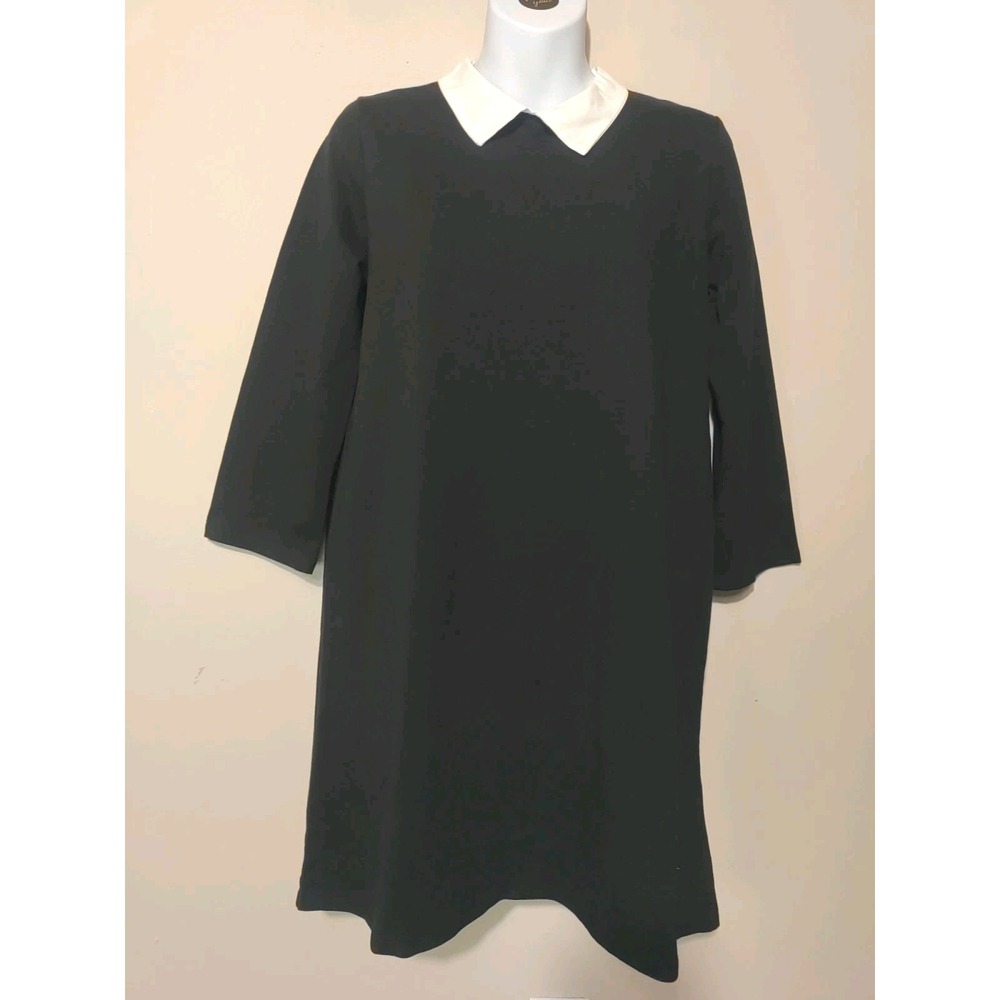 Boohoo Women Black White Sierra Shirt Collar Tailored Wednesday Dress Size S